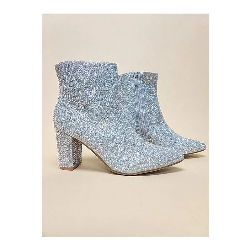 Rhinestone Casual Boots Black