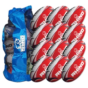 Rhino Cyclone Rugby Training Ball 12 Pack with Carry Bag
