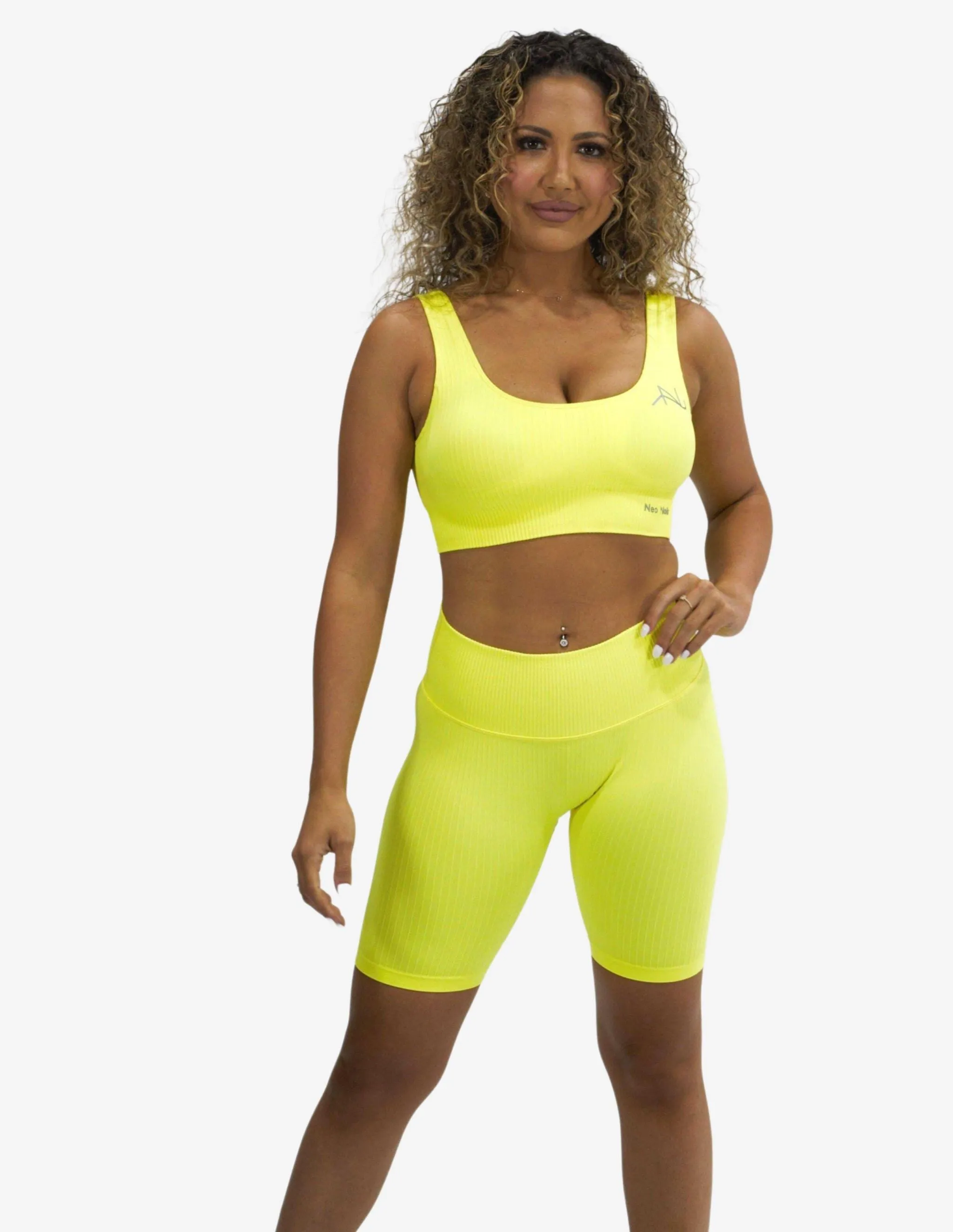 Seamless Ribbed Short Fluro Yellow