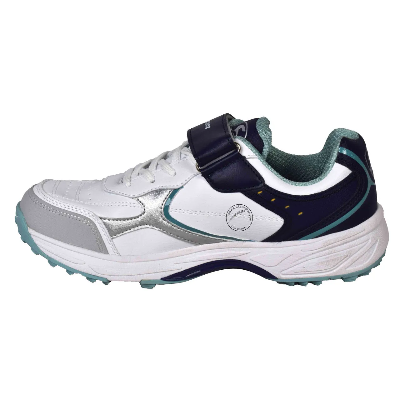 SG Armour Rubber Cricket Shoes White Navy Teal Size