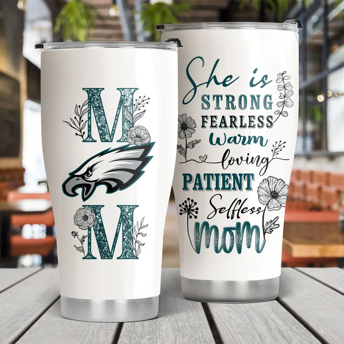 She Is Strong Mom Tumbler - Best Gift For Mother's Day, Philadelphia Football