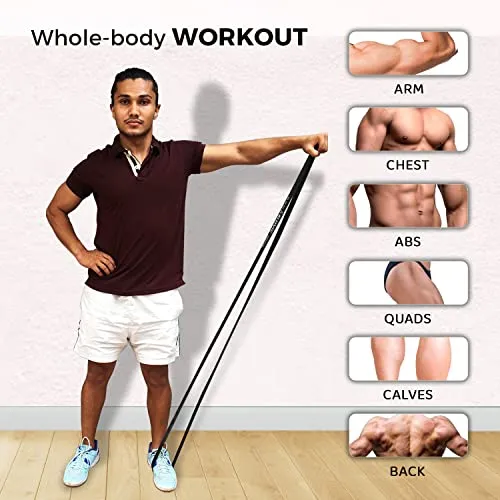 SLOVIC Fitness Resistance Band - 42-inch Loop with Door Anchors | Pull up Training Bands for Calisthenics | with Workout Guide | 3 Years Warranty