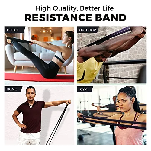 SLOVIC Fitness Resistance Band - 42-inch Loop with Door Anchors | Pull up Training Bands for Calisthenics | with Workout Guide | 3 Years Warranty