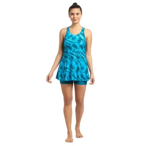 Speedo Colour Tone Allover Printed Swim dress with Boyleg