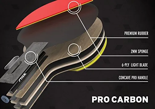 Stiga Pro Carbon Wooden Table Tennis Racket- Multicolour