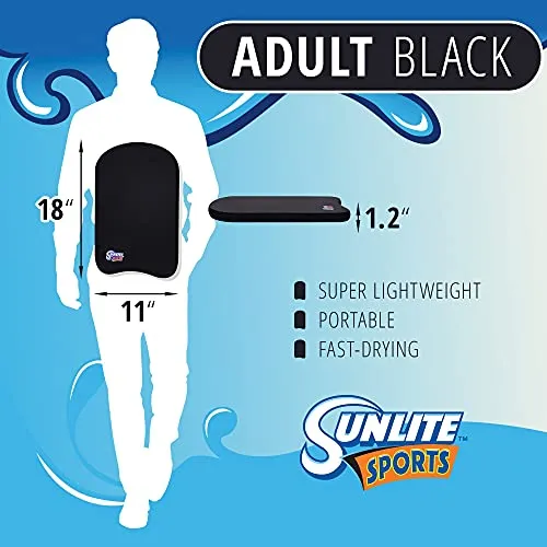 Sunlite Sports Kids Swim Kickboard, Pool Float for Swimming Training and Light Water Exercise, Made of High-Density EVA Foam, Kids Boogie Board for Pool Fun (Black)