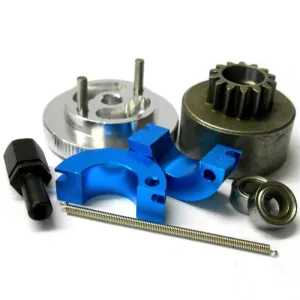 T10096 1/10 RC Alloy 2 Shoe 14T Clutch Kit Silver Flywheel / Blue Shoes Bearings