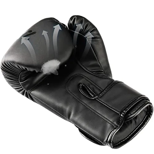 TEKXYZ Bad Kids Series Boxing Gloves 4 OZ, Black - Synthetic Leather Kids Boxing Training Gloves with Vivid Color for Boys and Girls Age 3 to 12 Years Old