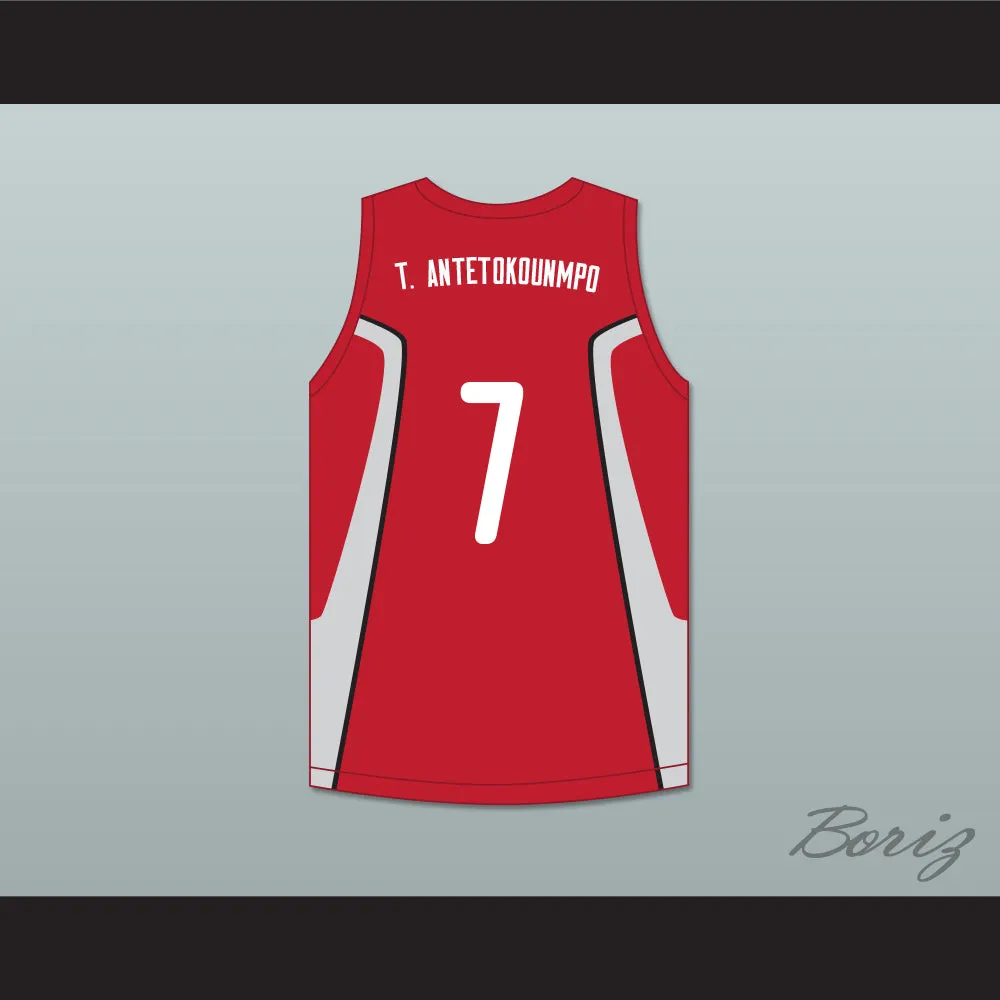 Thanasis Antetokounmpo 7 Filathlitikos A.O Zografou B.C. Red Basketball Jersey 2