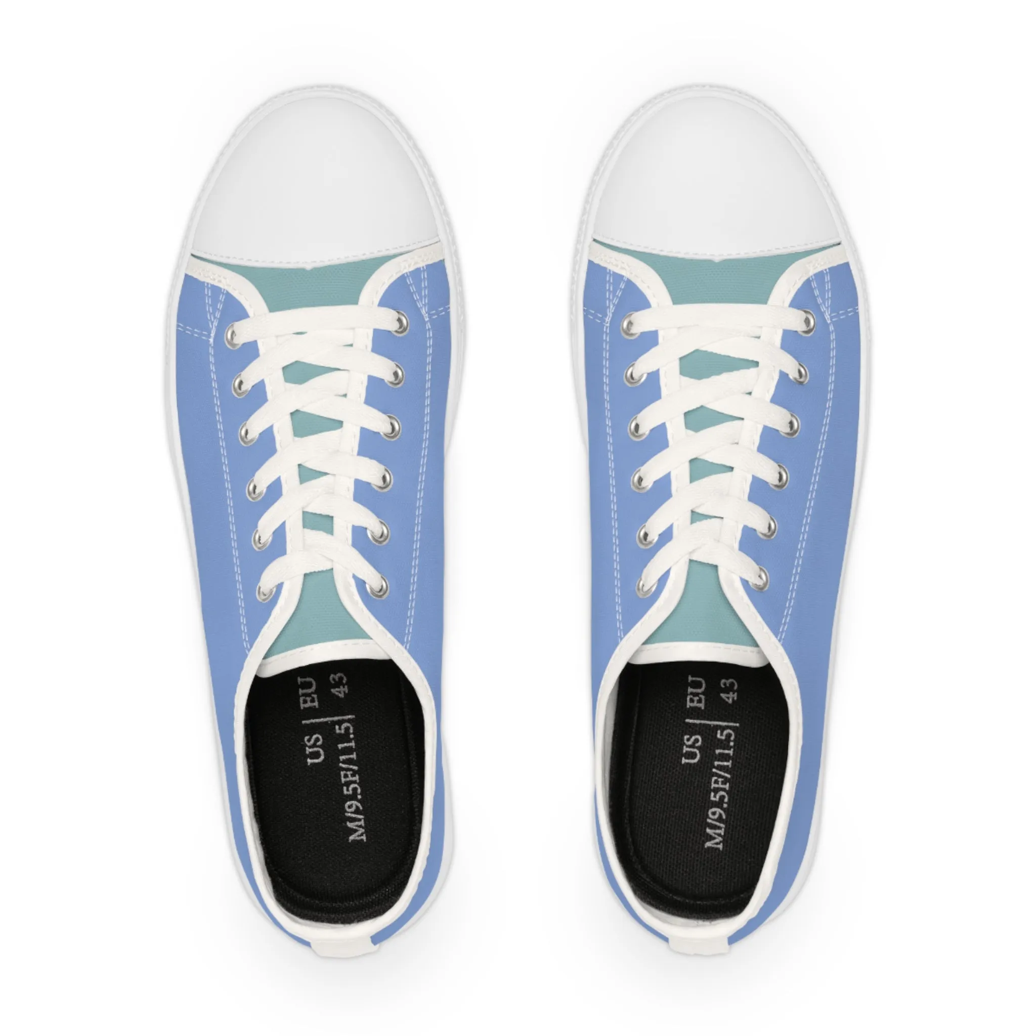 Turquoise Breeze Men's Two-Tone Low Top Sneakers - Step Into Calm – Where Cool Blues Meet Effortless Elegance!