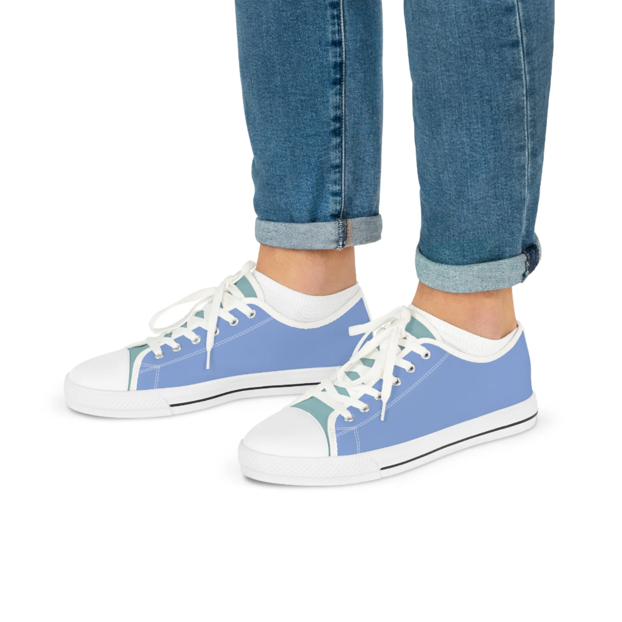 Turquoise Breeze Men's Two-Tone Low Top Sneakers - Step Into Calm – Where Cool Blues Meet Effortless Elegance!