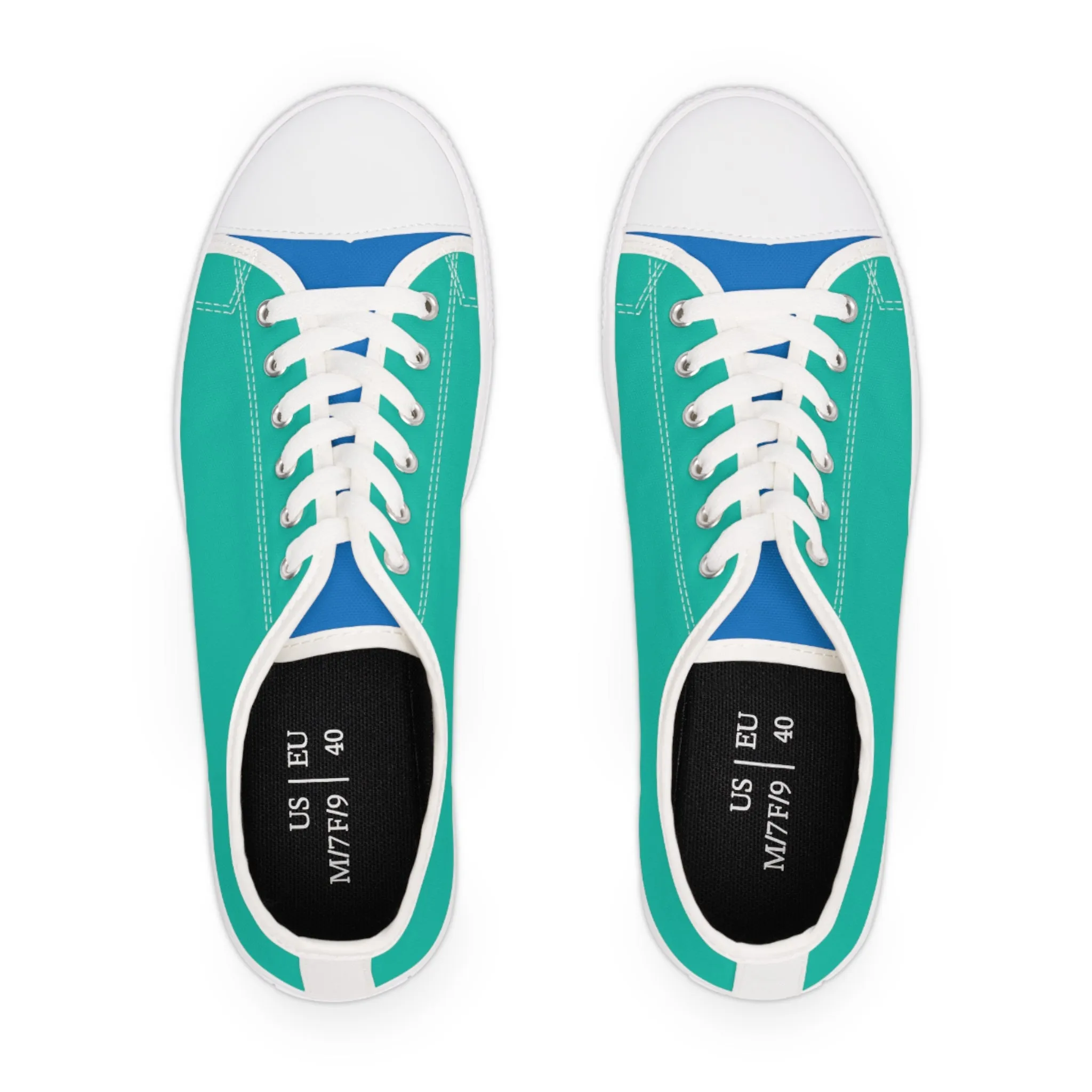 Turquoise Reef Ladies' Two-Tone Low Top Sneakers - Ride the Waves – Where Ocean Blue Meets Turquoise Cool!