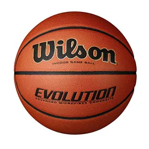 Wilson Rubber with Pebbled Composite Leather Evolution Indoor Game Basketball, Official Size (29.5"), Black, Orange