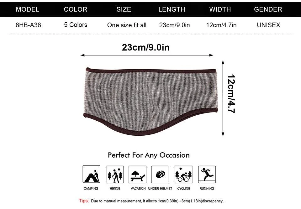 Winter Sport Sweatband, Warm Headband Thermal Fleece