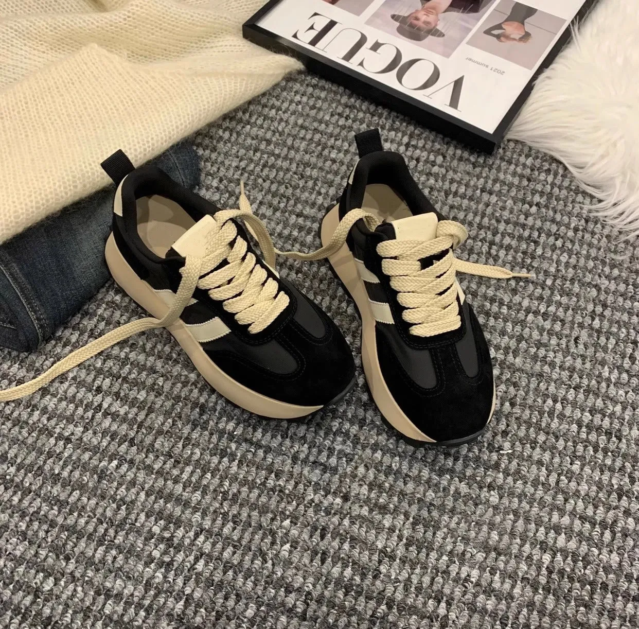 Women Thick Bottom Color Matching All-matching Casual Sports Dad Shoes