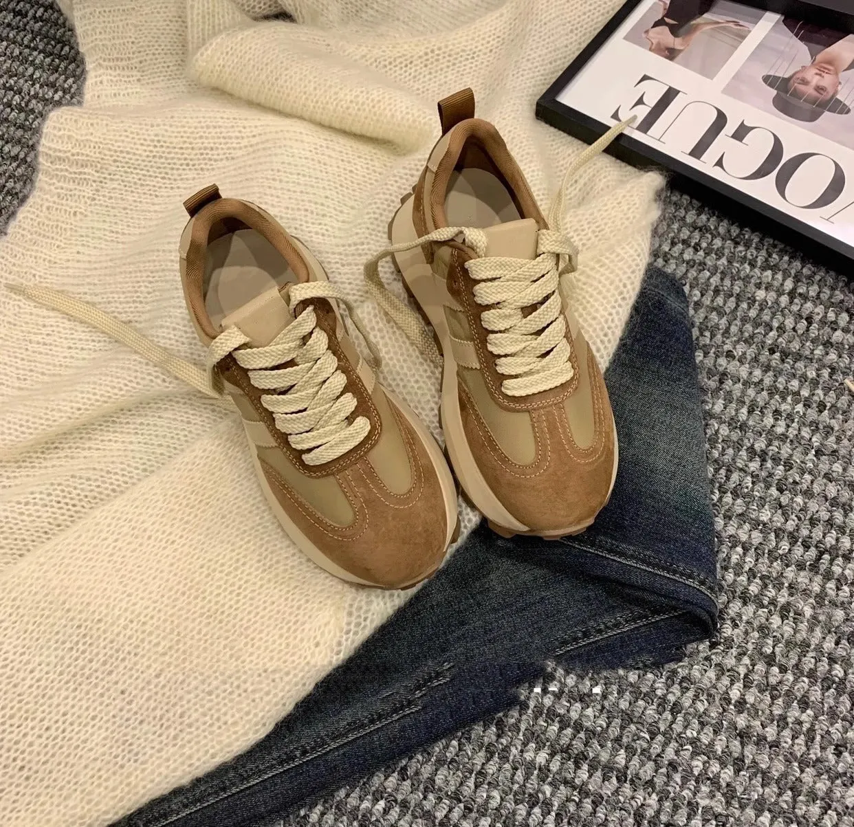 Women Thick Bottom Color Matching All-matching Casual Sports Dad Shoes