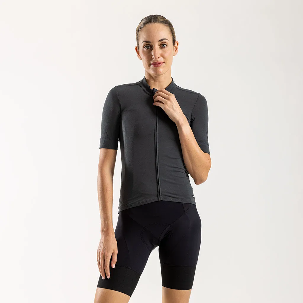 Women's Pecora Merino Cycling Jersey (Charcoal)