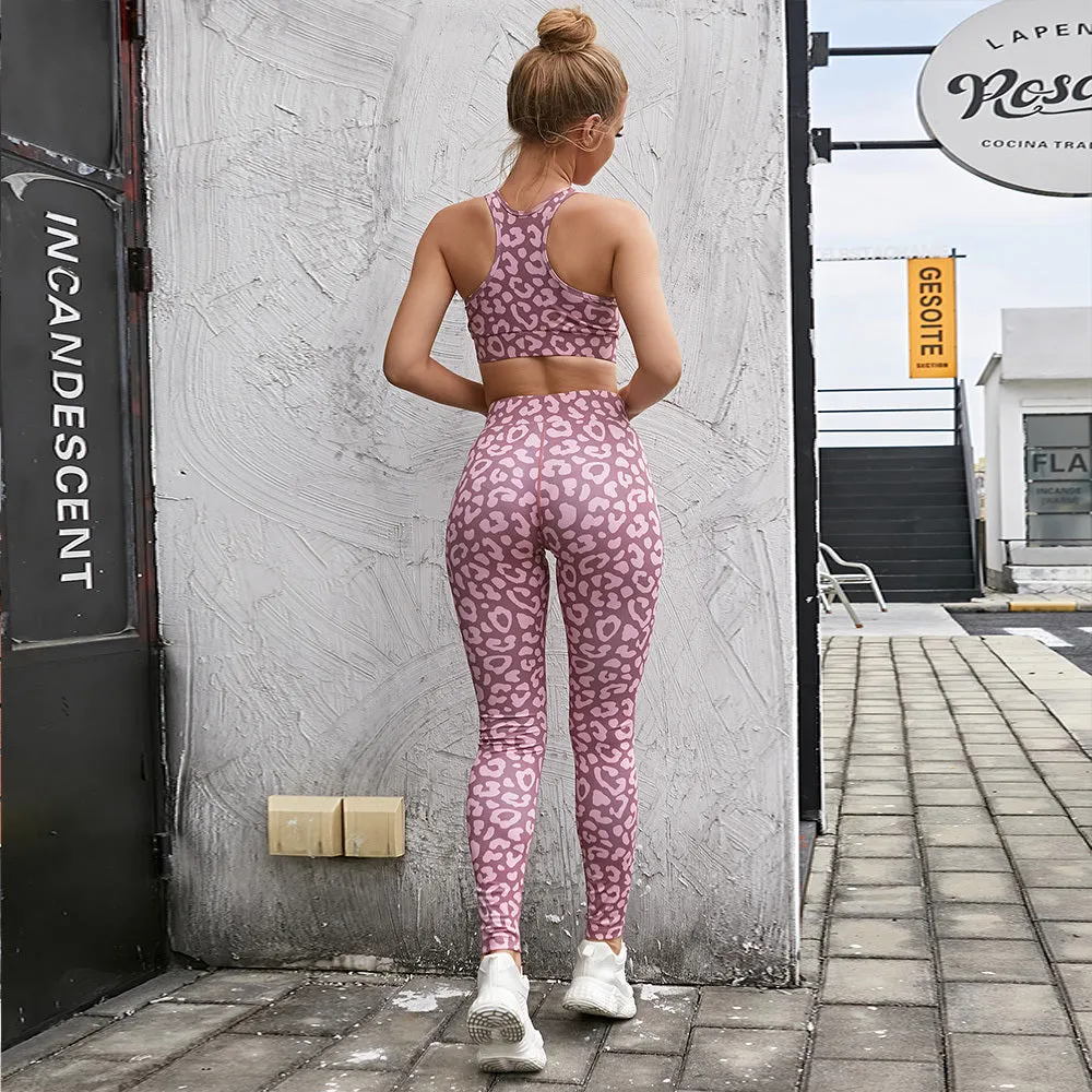 Workout Leggings Sports Leopard Suits Yoga Set Women trendy