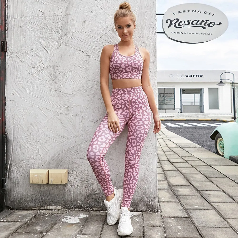 Workout Leggings Sports Leopard Suits Yoga Set Women trendy