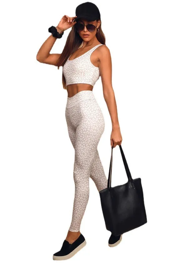 Yoga Fitness Female Leopard Print High Elastic Fitness Sports Suit trendy